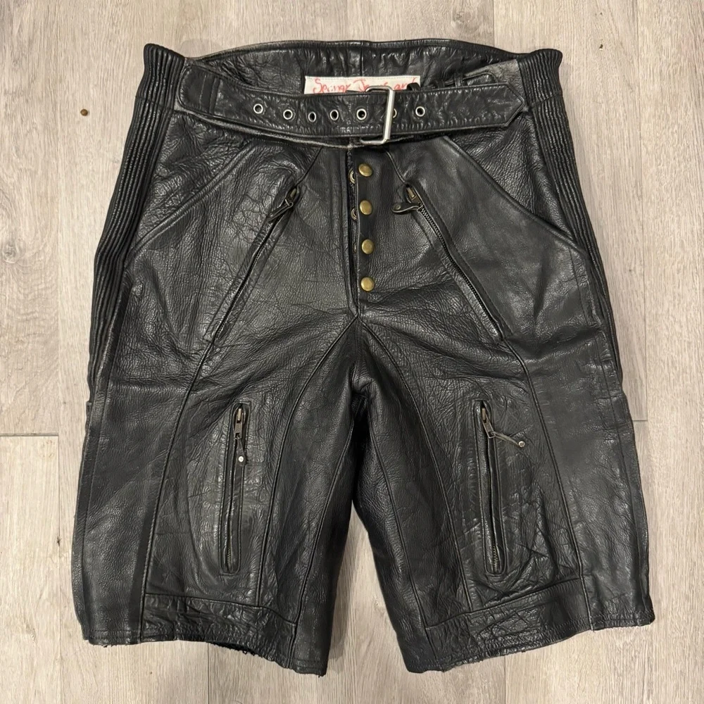 Object From Nothing 1 Of 1, Handmade Leather Shorts, Repurposed Vintage Leather - Picture 1 of 7